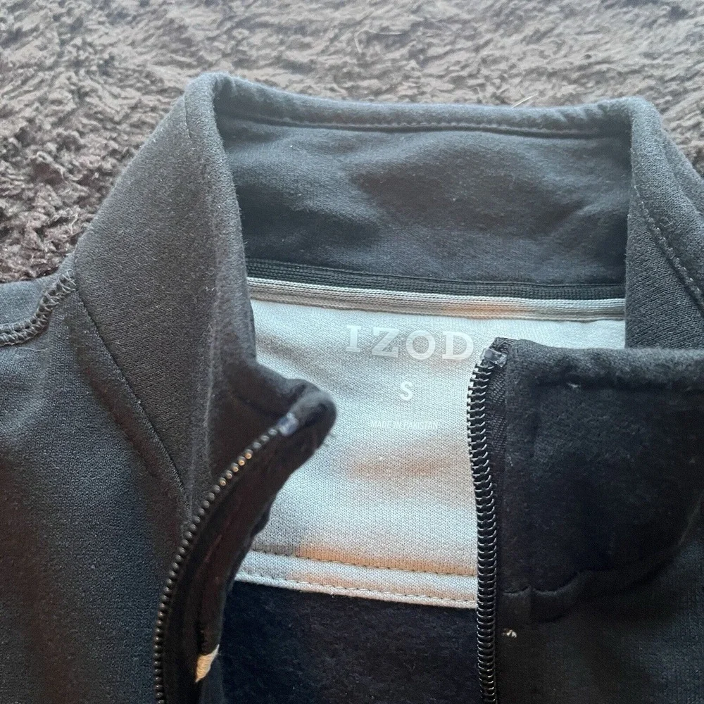 New Izod 1/4 Zip Black‎ Knit Pullover Long Sleeve Shirt Mens S